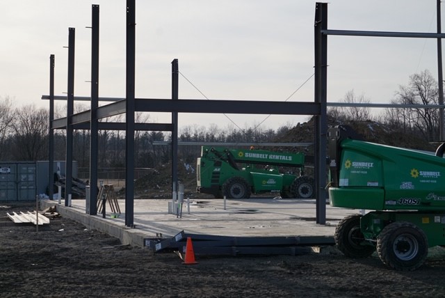 vertical beams of a new building